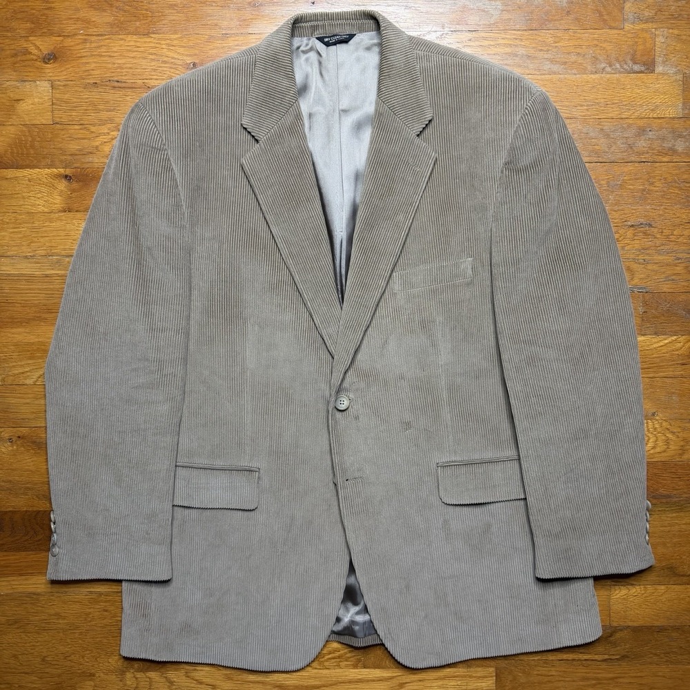 Chaps Ralph Lauren Corduroy Men Blazer 46R Tan Cotton Sport Coat Classic Vintage